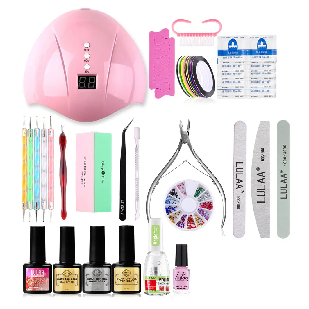 Kit de inicio de esmalte de uñas de Gel 48 colores 19 piezas con 36W LED UV lámpara de uñas barniz de uñas esmalte de Gel con herramientas de manicura completas