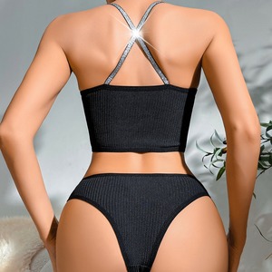 Women's Seamless Push-Up <b>Bra</b> Set Thongs Panties Breathable Sports Underwear Comfortable Tank Tops Lingerie <b>Wire</b>-Free Brassiere - Product Image 3