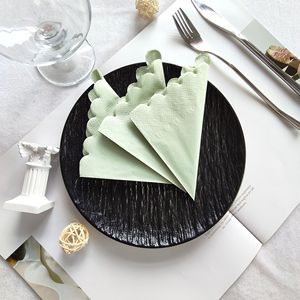 Serviettes en papier carrées de couleur unie teintées avec bordure en dentelle 250x250mm pour la vaisselle de fête d'anniversaire - Product Image 2