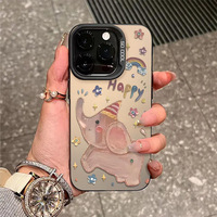 Coque de téléphone adorable motif éléphant de dessin animé avec décorations colorées pour iPhone 17 Air 18 16 15 14 13 12 11 Pro Max 8 7 Xr Xs