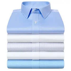 Chemises habillées <span class=keywords><strong>pour</strong></span> hommes en popeline 100% coton respirantes et infroissables <span class=keywords><strong>pour</strong></span> le bureau et les occasions formelles - Product Image 1