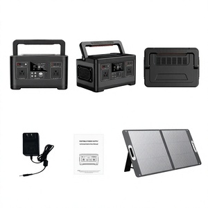 สถานีไฟฟ้าพกพา 500W 520Wh 110V พร้อมช่องเสียบแบบ US  พร้อมชุดแผงโซลาร์เซลล์พับได้ 100W สำหรับการตั้งแคมป์กลางแจ้งและแหล่งจ่ายไฟฉุกเฉิน - Product Image 1
