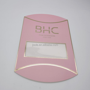 Popolare scatola di cuscini rosa dell'anno con finestra in PVC che timbra la confezione generale in oro per la frangia della parrucca dei capelli umani - Product Image 5