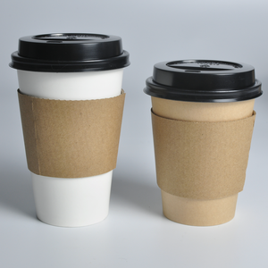 Mangas de taza de café de papel Kraft helado de bebida caliente negra desechable con aislamiento liso de marca con logotipo impreso personalizado - Product Image 5