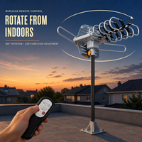Antenne de télévision extérieure à commande à distance, rotation à 360 degrés, plage de fréquences 54-862 MHz, gain de 30 dBi pour des signaux TV plus puissants