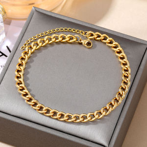 Bracciale in acciaio inossidabile con catena cubana 316L Love Star placcato oro 18 carati