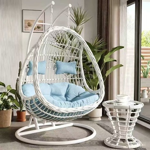 Sillón Colgante Doble Tipo Cesta de Mimbre, Cama Colgante para Balcón, Cuna de Ocio para Patio, Nido de Pájaro para Exterior e Interior - Product Image 3
