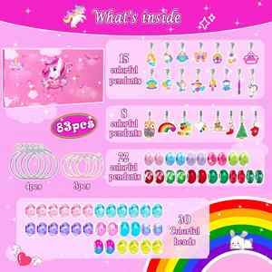 Premium DIY Girls Colorful <b>Beads</b> Charms Stainless Steel Chain Jewelry Making Set Handbag Accessory Kit Beaded Bracelet Maker - Product Image 6