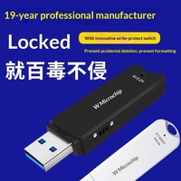 Flashdisk USB 3.0 Enkripsi 128GB Kapasitas Besar Kecepatan Tinggi dengan Saklar Pengunci Proteksi Tulis Baru, Khusus Sekolah