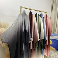 Modeste musulman dame Abaya Robe caftan ensemble avec écharpe Super brillant en mousseline de soie tissu décontracté manches chauve-souris Maxi Robe pour les femmes S233