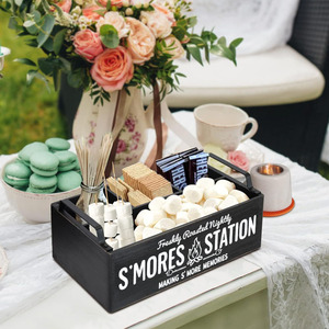 Modern <span class=keywords><strong>Farmhouse</strong></span> S'Mores Bar Titular com Acessório Esculpido Organizador Smores Polido Maker Box com Alças Estilo de Arte Moderna - Product Image 6