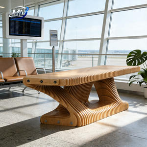Banc en bois massif au design paramétrique pour centres commerciaux, parcs, hôtels, écoles, hôpitaux - Mobilier d'extérieur moderne - Product Image 1