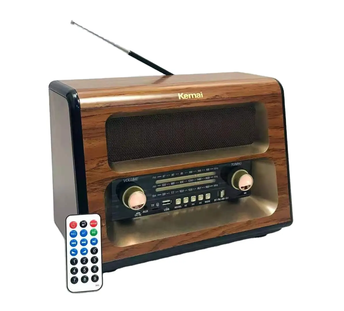 Kemai MD-1910BT AM FM SW retro tragbares Desktop-Radio mit Fernbedienung, drahtloser Lautsprecher mit USB TF-Kartenspieler