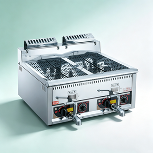 신제품 스테인리스 스틸 상업용 대용량 더블탱크 가스 딥 오일 프라이어 (수개월 보증) - Product Image 5