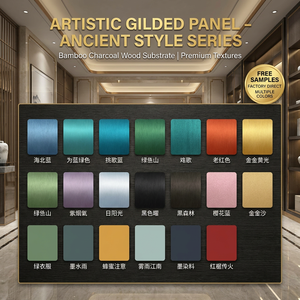 Wholesale Price Manufacturer Supplier Durable Artistic Gold Leaf Bamboo Charcoal Wood Veneer Gilded <strong>Wall</strong> <strong>Panel</strong> For Hotel Decor - Product Image 6