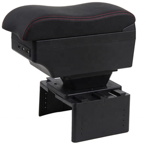 Scatola consolle <span class=keywords><strong>universale</strong></span> per <span class=keywords><strong>bracciolo</strong></span> <span class=keywords><strong>auto</strong></span> in pelle sintetica nera con portabicchieri 7 USB - Product Image 1