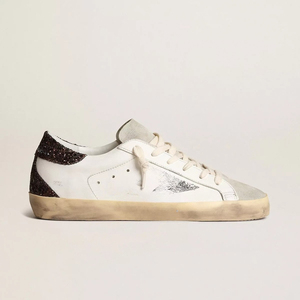 Zapatillas Deportivas Clásicas Blancas de Diseñador para Mujer GGBD, de Cuero Genuino Vintage Superstar con Brillantina Dorada para el Verano - Product Image 6