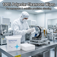 WIPESTAR Temiz Oda Bezi 15x15 cm Çift Örgülü %100 Polyester Temizlik Bezleri 300 Adet Lazer Kesim Kenarlı Sınıf 100 Tüy Bırakmayan Bezler