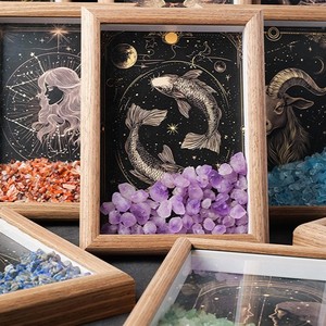 천연 크리스탈 자갈 프레임 12 별자리 사진 프레임 장식 홈 데스크탑 장식 크리스탈 칩 스톤 프레임 - Product Image 5