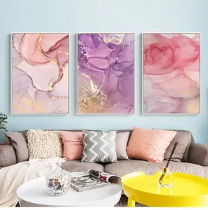 보라색 핑크 북유럽 캔버스 회화 벽 그림 거실 벽 예술 현대 홈 골드 포스터 벽 장식 인기 아트