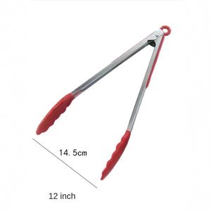 Venta al por mayor 12 pulgadas cocina negro rojo silicona sostenible lavavajillas y microondas apto para barbacoa parrilla comida Clip - Product Image 4