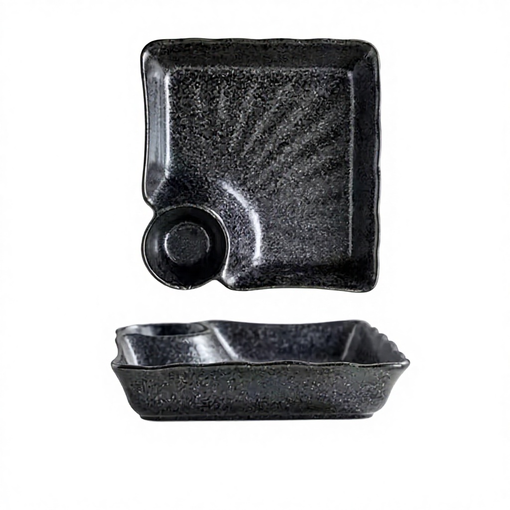 Assiette à raviolis de style japonais Black Rock