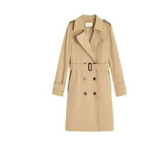 Trench Lady's new spring casual commuter all-you-can-wear Frenchpetite women's blazers khaki Custom mid-length trench coat