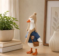 Ensemble de vêtements tricotés pour mini-oie de dessin animé de 7 pouces, adorable costume de décoration pour mini-oie de 17 cm avec chapeau et écharpe tricotés