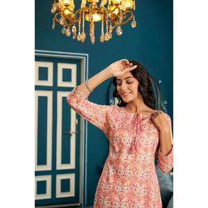 Kurta recto de algodón puro para mujer, elegante traje indio para ocasiones especiales en venta al por mayor, nuevo estampado Floral de moda - Product Image 5