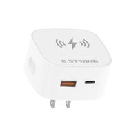 Cargador Rápido de Pared con Doble Puerto A+C de 35W, Carga Inalámbrica Integrada de 15W, Enchufe Europeo, para Múltiples Dispositivos
