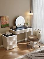 Nouvelle coiffeuse moderne 2025 en bois massif style crème avec miroir éclairé pour petit appartement, chambre à coucher, hôtel