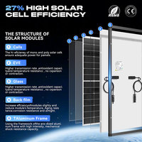 Panneau Solaire Type N Résidentiel Tout Noir Panneaux Solaires PV en Stock 150W 180W 200W 220W 250W Panneau Solaire Rigide en Verre en Stock
