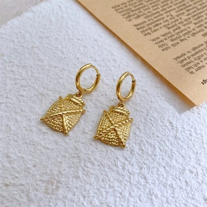 1 Paio di Orecchini Pendenti in Acciaio Chirurgico 316L 18G, Texture Intrecciata, Placcati in Oro, Stile Ancora, Gioielli alla Moda - Product Image 5