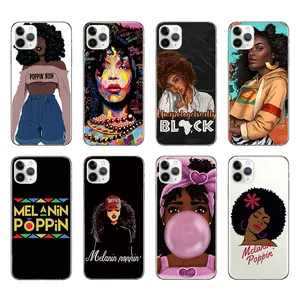 Antiman African people Black Head girl Phone Case for iPhone 13 pro max 13 mini 12 11for iphone 11 pro mobile case for ladies