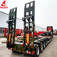 Semirremolque de Plataforma Baja de Acero de 3 Ejes para Trabajo Pesado, 50 Toneladas, Dimensiones Utilitarias para Transporte con Tractor