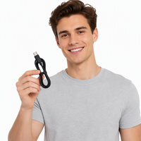 Câble de charge rapide USB Type-C 30 cm 2A avec conducteur en cuivre pur pour téléphone portable, batterie externe et voiture