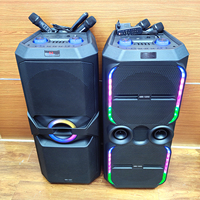 Speaker Karaoke Stereo Woofer 12 Inch ABS-12202 Hot Sale, Mic Nirkabel, Lampu RGB, Musik HIFI, Bluetooth, Speaker Party DJ