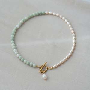 Nueva moda Rosa Aventurina Piedra Media perlas de agua dulce y collar de cuentas de piedras preciosas para joyería de mujer - Product Image 3