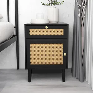 Comodino a cassetto stretto in Rattan design armadio comodino nero comodino stand mobili camera da letto