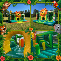 Château gonflable commercial à thème animalier avec toboggan double piste, combo pour enfants, pour jardin extérieur, maison de rebond gonflable jungle