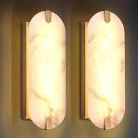 Applique Murale Artistique de Luxe en Marbre Naturel Style Nordique pour Chambre à Coucher, Chevet, Salle d'Exposition avec Éclairage LED et Commande par Interrupteur Mural