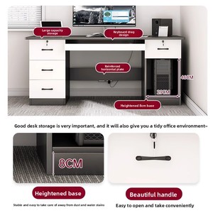 Escritorio Moderno Grande para Oficina en Casa o <span class=keywords><strong>Estudio</strong></span>, con Cajón y Bandeja para Teclado, para Computadora <span class=keywords><strong>de</strong></span> Escritorio - Product Image 3