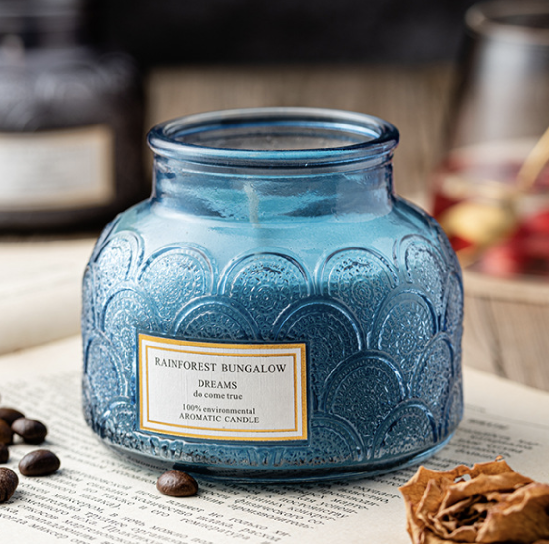 Wholesales Candle Jars Candlestick & 10oz Embossed Glass for Home Decor ...
