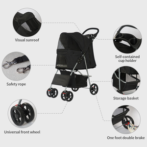 Fournisseur chinois de poussette pour animaux de compagnie bon marché pliable léger chariot de transport de <span class=keywords><strong>chien</strong></span> avec porte-gobelet - Product Image 2
