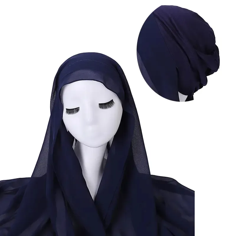 Yomo New Malaysia Set Kopfband Schal Perle Chiffon mit elastischem Boden Hut Schal muslimisch weicher Chiffon Hijab Instant