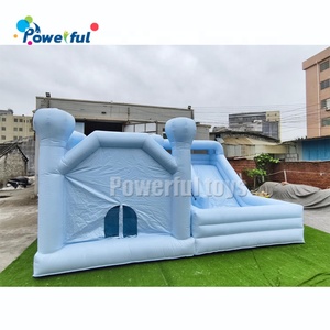 Piscine gonflable de glissière de château de rebond de saut gonflable de terrain de jeu de rebond d'enfants bleu pastel - Product Image 2