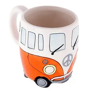 Оранжевая керамическая кофейная кружка/чашка (VW Camper Van)