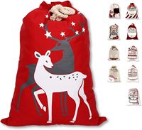 Sac de Père Noël de Noël Grand sac cadeau de Noël personnalisé réutilisable avec cordon de serrage