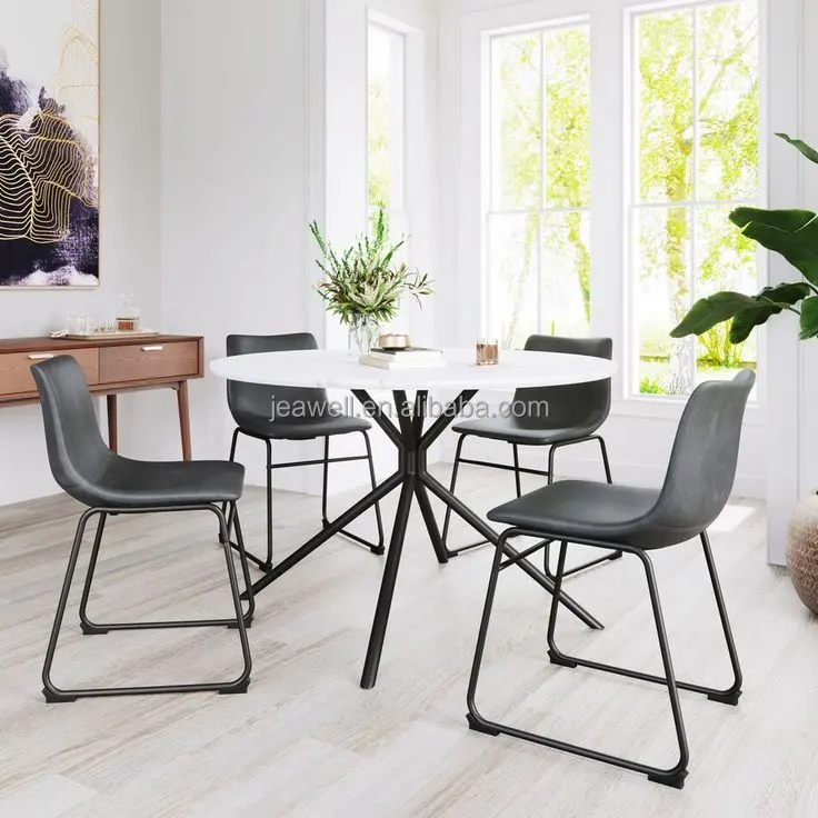 Muebles redondos de comedor personalizados, mesa de cerámica de vidrio, mesa de comedor nórdica y juego de sillas para muebles de hogar y restaurante
