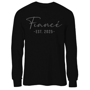 Camiseta Negra de Manga Larga Fianc Est 2025, Regalo de Boda para Adultos - Product Image 2